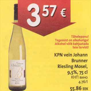 Allahindlus - KPN vein Johann Brunner Riesling Mosel