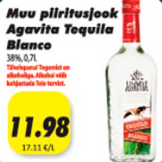 Allahindlus - Muu piiritusjook Agavita Teguila Blanco 38%,0,7l