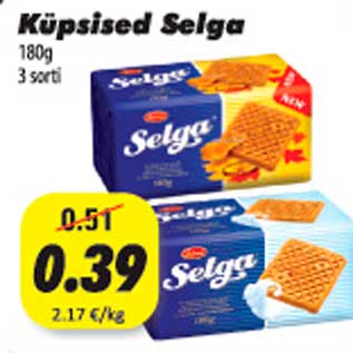 Allahindlus - Küpsised Selga 180g 3 sorti