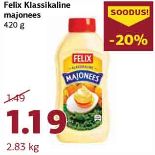 Allahindlus - Felix Klassikaline majonees 420 g