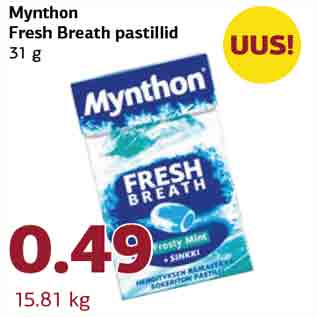 Allahindlus - Mynthon Fresh Breath pastillid 31 g