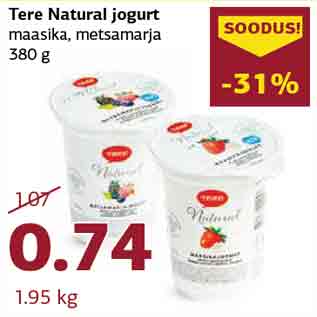 Allahindlus - Tere Natural jogurt maasika, metsamarja 380 g