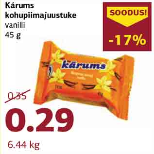 Allahindlus - Kárums kohupiimajuustuke vanilli 45 g