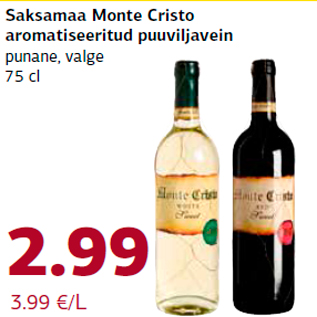 Allahindlus - Saksamaa Monte Cristo aromatiseeritud puuviljavein