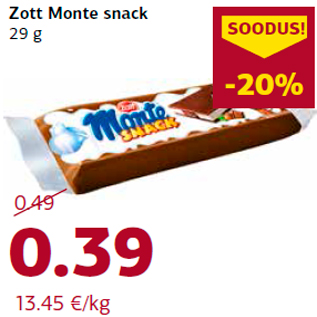 Allahindlus - Zott Monte snack 29 g