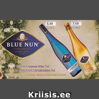 Allahindlus - Blue Nun Authentic White 75 cl; Blue Nun 22K GoldEdition 75 cl