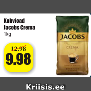 Allahindlus - Kohvioad Jacobs Crema 1 kg