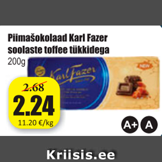 Allahindlus - Piimašokolaad Karl Fazer soolaste toffee tüükkidega 200 g