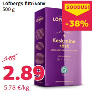 Allahindlus - Löfbergs filtrikohv 500 g