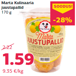 Allahindlus - Marta Kulinaaria juustupallid 170 g