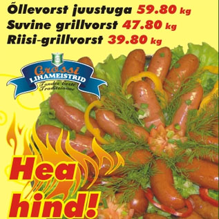 Allahindlus - Õllevorst juustuga Suvine grillvorst Riisi-grillvorst