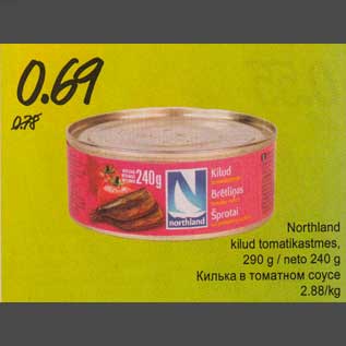 Allahindlus - Northland kilud tomatikastmes, 290g/neto 240g