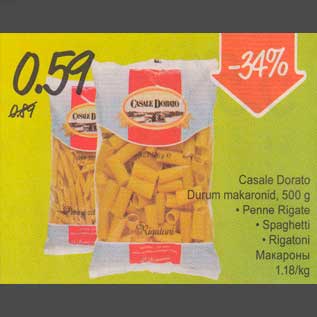 Allahindlus - Casale Dorato Durum makaronid, 500g *Penne Rigate *Spaghetti *Rigatoni