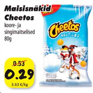 Allahindlus - Maisisnäkid Cheetos koore- ja singimaitselised 80g