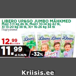 Allahindlus - LIBERO UP&GO JUMBO MÄHKMED