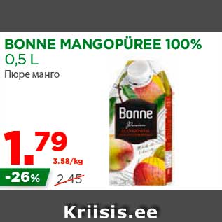 Allahindlus - BONNE MANGOPÜREE 100% 0,5 L