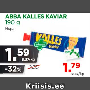 Allahindlus - ABBA KALLES KAVIAR 190 g