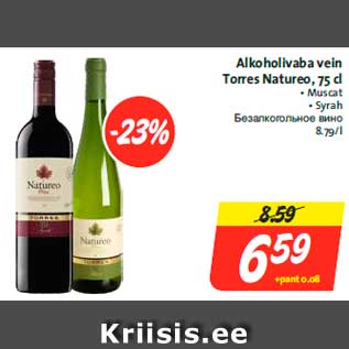 Allahindlus - Alkoholivaba vein Torres Natureo, 75 cl