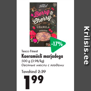 Allahindlus - Tesco Finest Kaeramüsli marjadega 500 g