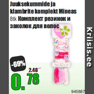 Allahindlus - Juuksekummide ja klambrite komplekt Mineas 8tk