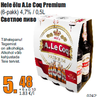 Allahindlus - Hele õlu A.Le Coq Premium