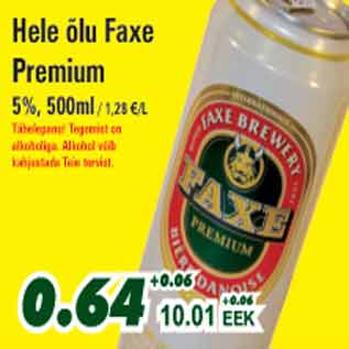 Allahindlus - Hele õlu Faxe Premium