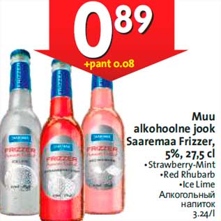 Allahindlus - Muu alkohoolne jook Saaremaa Frizzer, 5%, 27,5 cl •Strawberry-Mint •Red Rhubarb •Ice Lime