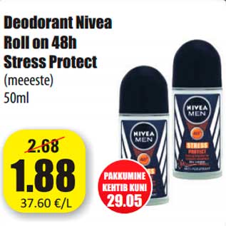 Allahindlus - Deodorant Nivea Roll on 48h Stress Protect