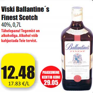 Allahindlus - Viski Ballantine´s Finest Scotch