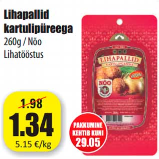 Allahindlus - Lihapallid kartulipüreega