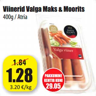 Allahindlus - Viinerid Valga Maks & Moorits 400g / Atria