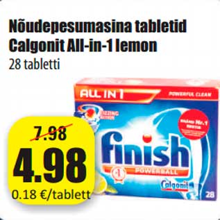 Allahindlus - Nõudepesumasina tabletid Calgonit All-in-1 lemon