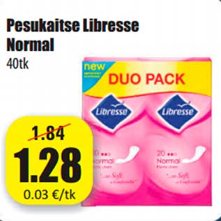 Allahindlus - Pesukaitse Libresse Normal 40tk