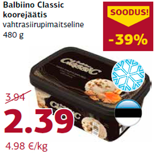 Allahindlus - Balbiino Classic koorejäätis