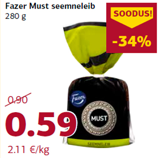 Allahindlus - Fazer Must seemneleib 280 g