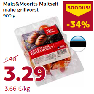 Allahindlus - Maks&Moorits Maitselt mahe grillvorst 900 g