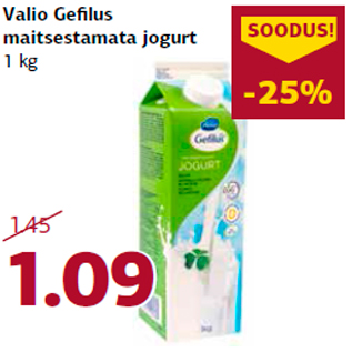 Allahindlus - Valio Gefilus maitsestamata jogurt 1 kg