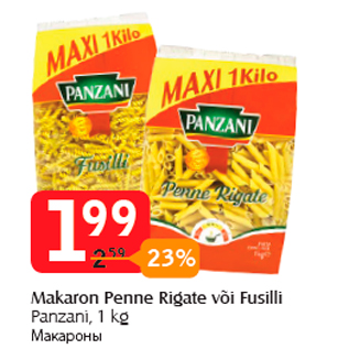 Allahindlus - Makaron Penne Rigate või Fusilli