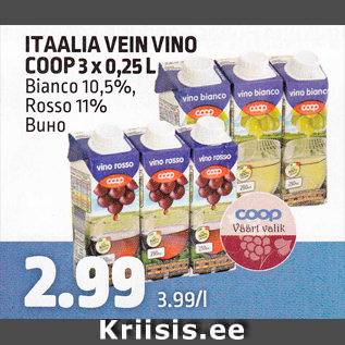 Allahindlus - ITAALIA VEIN VINO COOP 3 X 0,25 L