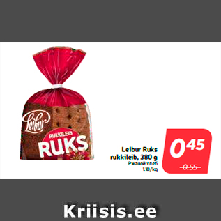 Allahindlus - Leibur Ruks rukkileib, 380 g