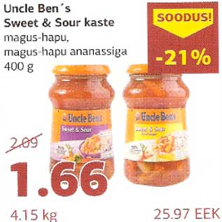 Allahindlus - Uncle Ben`s Sweet&Sour kaste