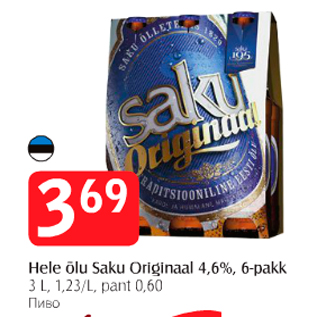 Allahindlus - Hele õlu Saku Originaal