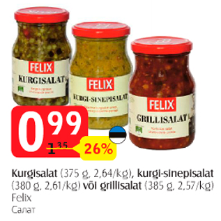 Allahindlus - Kurgisalat (375 g), kurgi-sinepisalat (380 g) või grillsalat (385 g)