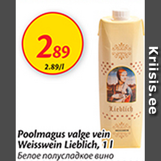 Allahindlus - Poolmagus valge vein Weisswein Lieblich, 1 l