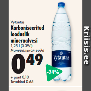 Allahindlus - Vytautas Karboniseeritud looduslik mineraalvesi 1,25 l (0.39/l)