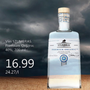 Allahindlus - Viin STUMBRAS Premium Organic