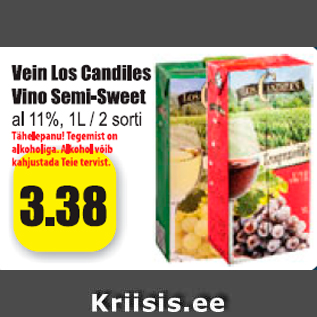 Allahindlus - Vein Los Candiles Vino Semi-Sweet