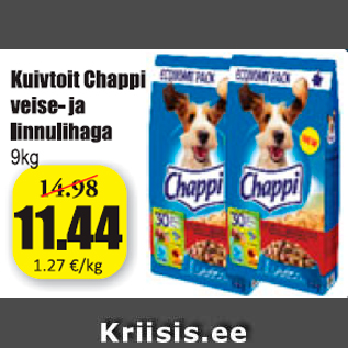 Allahindlus - Kuivtoit Chappi veise- ja linnulihaga 9 kg