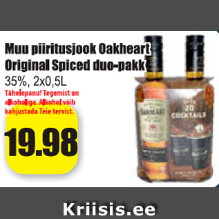 Allahindlus - Muu piiritusjook Oakheart Original Spiced duo-pakk