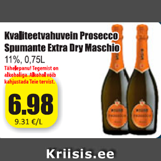 Allahindlus - Kvaliteetvahuvein Prosecco Spumante Extra Dry Maschio